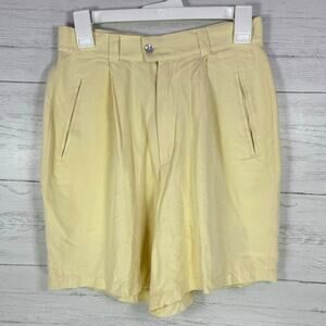 VTG Tommy Bahama size 6 100% silk shorts yellow pleated old money luxury resort